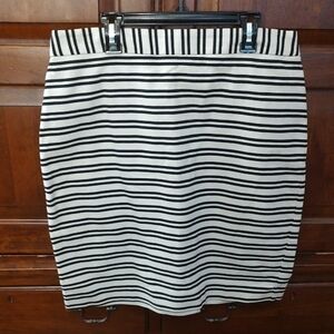 LOFT Black and White Striped Pencil Skirt
